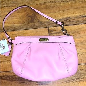 Coach pink wristlet all leather